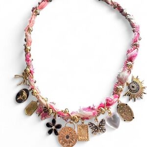 Charming Pink and Gold Charm Necklace